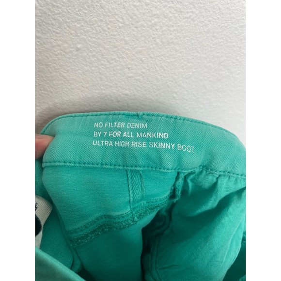 7 For All Mankind Size 26 Ultra High Rise Skinny Boot Jeans Atlantis Green Denim - Picture 12 of 13